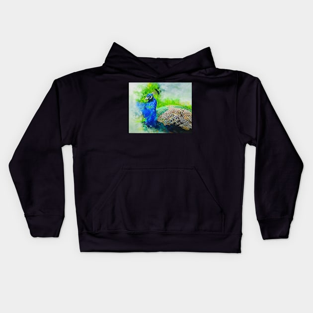 Painted Peacock Kids Hoodie by Amanda Jane